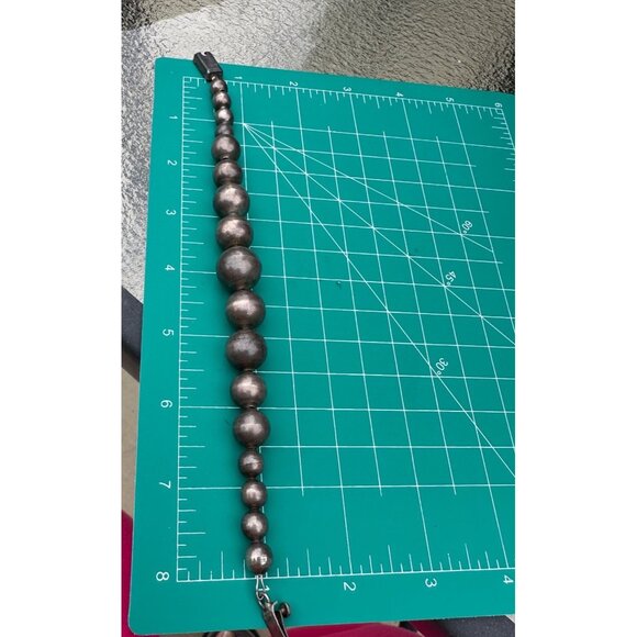 VTG Taxco Sterling Silver Chunky bench Bead Ball Bracelet Box Clasp Mexico 31g - Picture 7 of 16